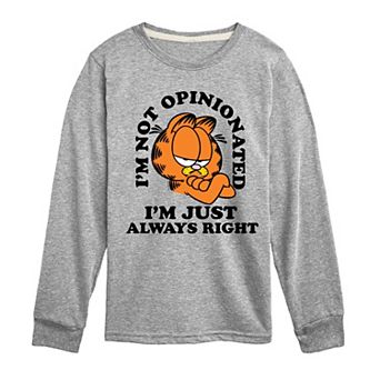 Boys 8-20 Garfield Always Right Long Sleeve Graphic Tee