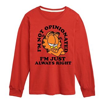 Boys 8-20 Garfield Always Right Long Sleeve Graphic Tee