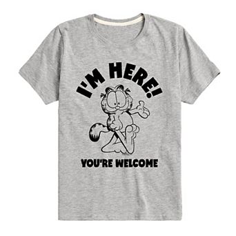 Boys 8-20 Garfield I'm Here You're Welcome Graphic Tee