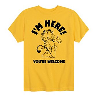 Boys 8-20 Garfield I'm Here You're Welcome Graphic Tee