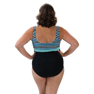 Women's Dolfin UPF 50+ Colorblock Scoop Back One-Piece Swimsuit