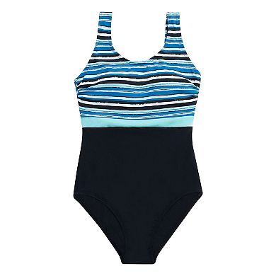 Women's Dolfin UPF 50+ Colorblock Scoop Back One-Piece Swimsuit