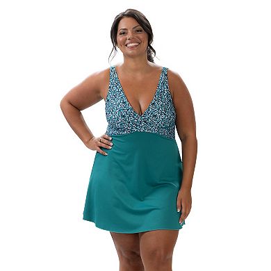 Women's Dolfin UPF 50+ V-Neck Wrap Front Swim Dress