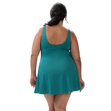 Women's Dolfin UPF 50+ V-Neck Wrap Front Swim Dress