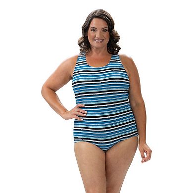 Women's Dolfin UPF 50+ Print Conservative Lap One-Piece Swimsuit
