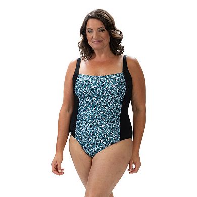 Women's Dolfin UPF 50+ Print Moderate Squareneck One-Piece Swimsuit