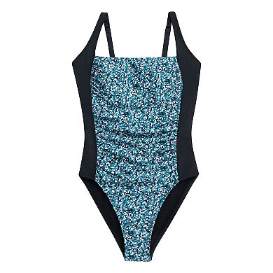 Women's Dolfin UPF 50+ Print Moderate Squareneck One-Piece Swimsuit