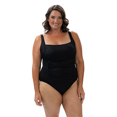 Women's Dolfin UPF 50+ Solid Moderate Squareneck One-Piece Swimsuit