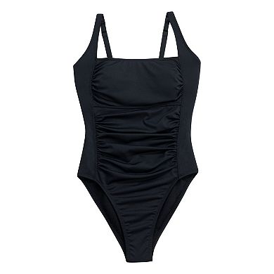 Women's Dolfin UPF 50+ Solid Moderate Squareneck One-Piece Swimsuit