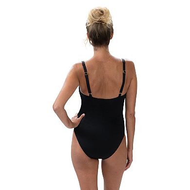 Women's Dolfin UPF 50+ Solid Moderate Squareneck One-Piece Swimsuit