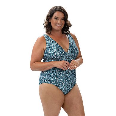 Women's Dolfin UPF 50+ Moderate Surplice Wrap One-Piece Swimsuit