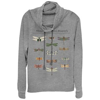 Juniors' Dragonfly Study Cowlneck Graphic Lightweight Long Sleeve