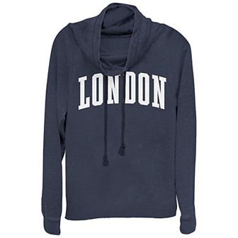 Juniors' London Cowlneck Graphic Lightweight Long Sleeve