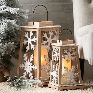 Sullivans Beaded Snowflake Lantern 2-piece Set