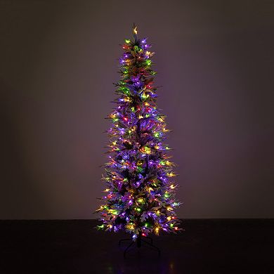 Sullivans 7-ft. Pre-Lit Slim Flocked Artificial Christmas Tree