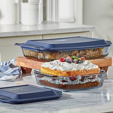 Pyrex Colors Tinted Dreams Smoke 4-pc Baking Dish Set with Plastic Lids