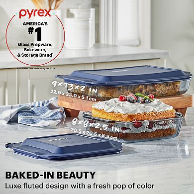 Pyrex Colors Tinted Dreams Smoke 4-pc Baking Dish Set with Plastic Lids