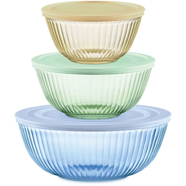 Pyrex Colors Sculpted Tinted Dreams 6-piece Lidded Mixing Bowls Set