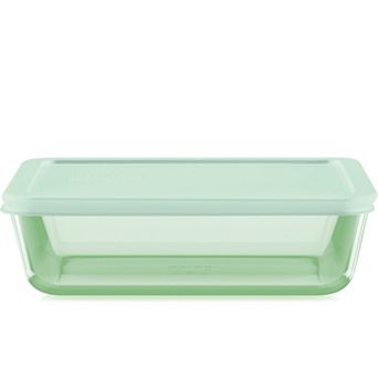 Pyrex Simply Store Green Tinted 6 cup Rectangle Food Storage with Plastic Lid