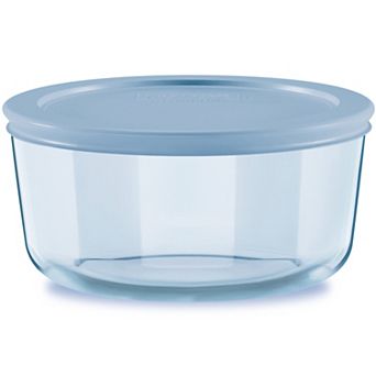 Pyrex Simply Store Blue Tinted 4 cup Round Storage with Plastic Lid