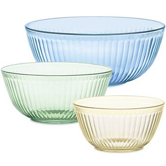 Pyrex Colors Sculpted Pastel Tinted Dreams 3 pc Mixing Bowls Set