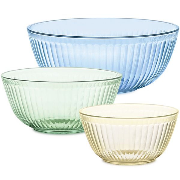 Pyrex Colors Sculpted Pastel Tinted Dreams 3piece Mixing Bowls Set
