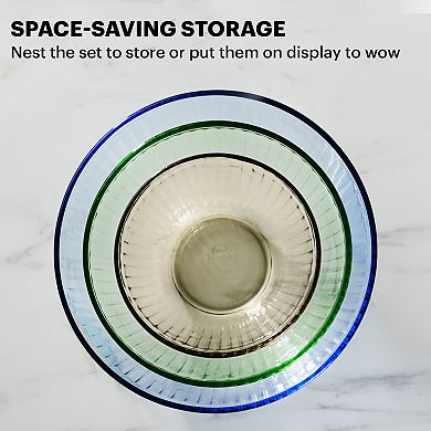 Pyrex Colors Sculpted Pastel Tinted Dreams 3-piece Mixing Bowls Set