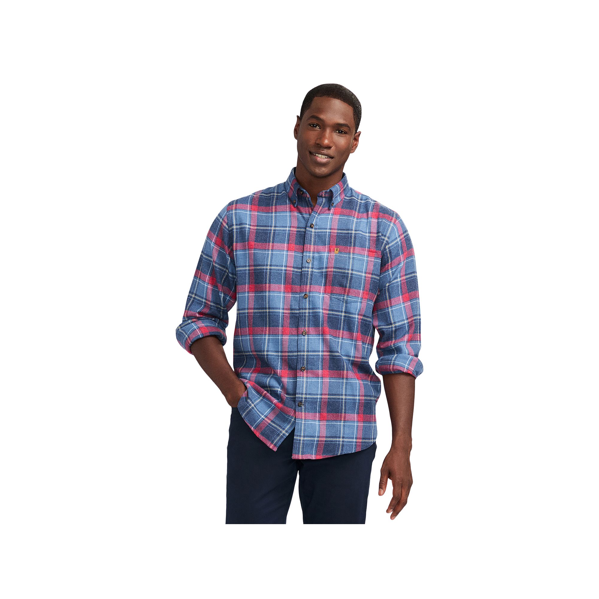 Mens IZOD Stratton Flannel Long Sleeve Button Down Shirt, Size: Small, Bij