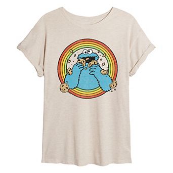 Juniors' Sesame Street Cookie Monster Retro Oversized Tee