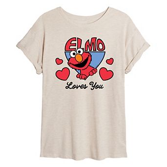 Juniors' Sesame Street Elmo Loves You Oversized Tee