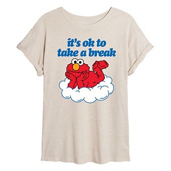 Juniors' Sesame Street Elmo Take A Break Oversized Tee
