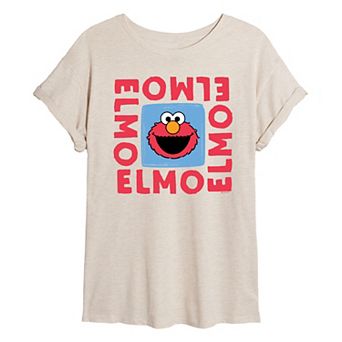 Juniors' Sesame Street Elmo Square Oversized Tee