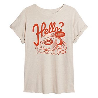 Juniors' Fisher Price Chatter Phone Hello Oversized Tee