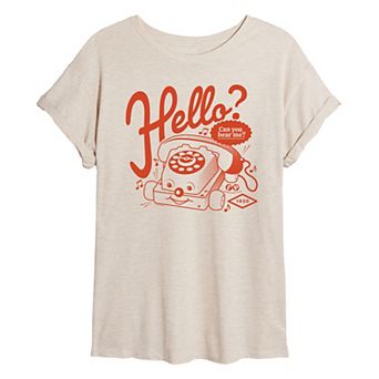 Juniors' Fisher Price Chatter Phone Hello Oversized Tee