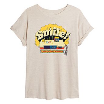 Juniors' Fisher Price Smile You're On Camera Oversized Tee