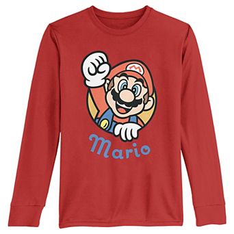 Boys 8-20 Super Mario Bros Happy Badge Long Sleeve Graphic Tee