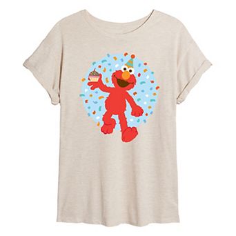 Juniors' Sesame Street Elmo's Birthday Oversized Tee