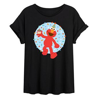 Juniors' Sesame Street Elmo's Birthday Oversized Tee