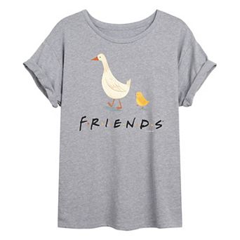 Juniors' Friends Goose and Chicken Oversized Tee
