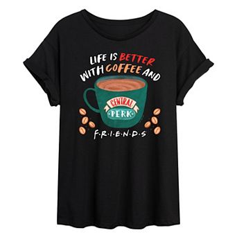 Juniors' Friends Life Is Better With Coffee Oversized Tee