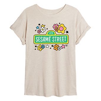 Juniors' Sesame Street Vintage Oversized Tee