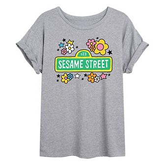 Juniors' Sesame Street Vintage Oversized Tee