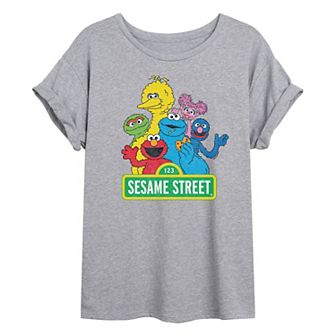 Juniors' Sesame Street Vintage Oversized Tee