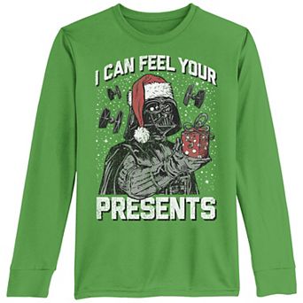 Boys 8-20 Star Wars Darth Vader I Can Feel Your Presents Long Sleeve Graphic Tee