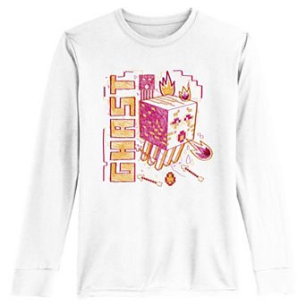 Boys 8-20 Minecraft Ghast Attack Sketch Long Sleeve Graphic Tee