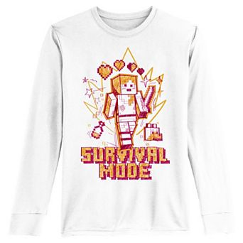 Boys 8-20 Minecraft Alex Survival Mode Sketch Long Sleeve Graphic Tee