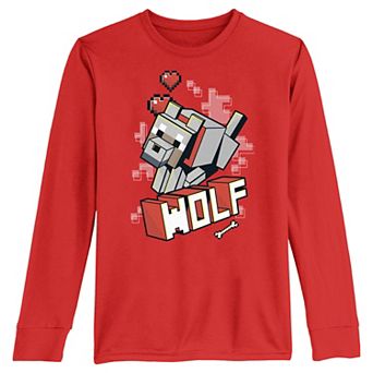 Boys 8-20 Minecraft Wolf Love Long Sleeve Graphic Tee