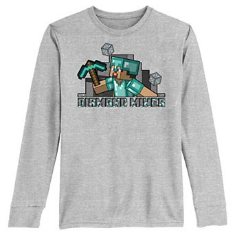 Boys 8-20 Minecraft Diamond Miner Long Sleeve Graphic Tee