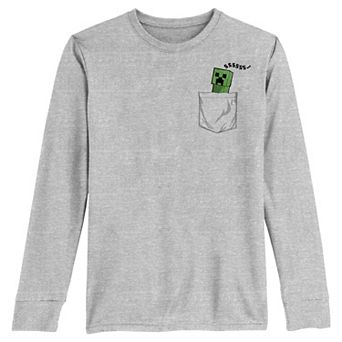Boys 8-20 Minecraft Creeper Peeking Out Long Sleeve Graphic Tee