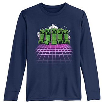 Boys 8-20 Minecraft Running Creepers Long Sleeve Graphic Tee